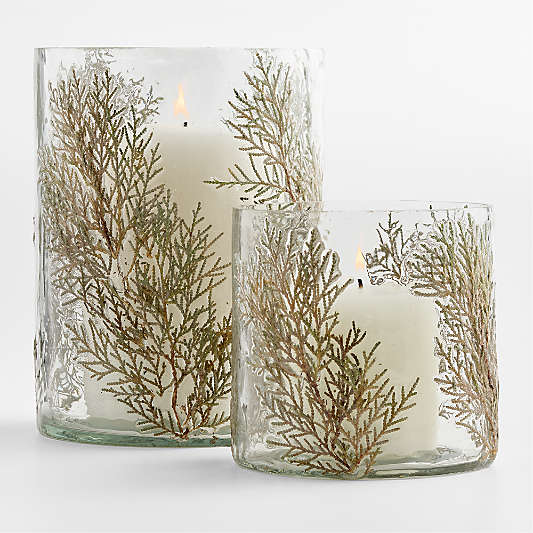 Botanical Glass Hurricane Candle Holders