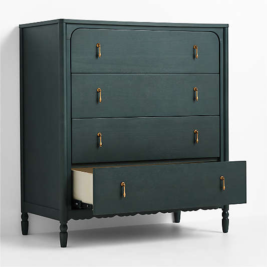 Beatrix 36" Dyed Balsam Green Wood Tall 4-Drawer Kids Dresser