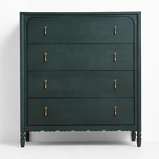 Beatrix 36" Dyed Balsam Green Wood Tall 4-Drawer Kids Dresser