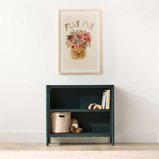 Beatrix Dyed Balsam Green Wood 2-Shelf Short Kids Bookcase