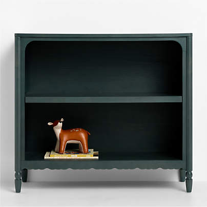 Beatrix Dyed Balsam Green Wood 2-Shelf Short Kids Bookcase