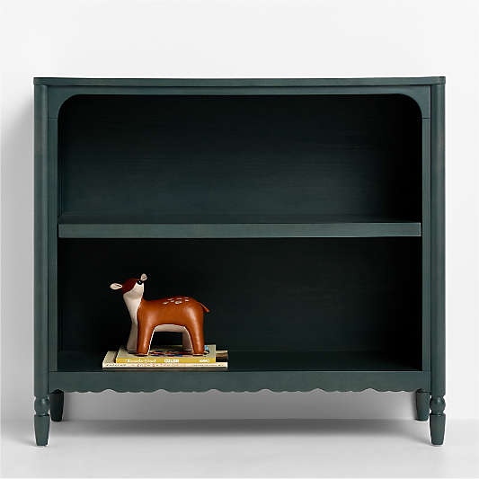 Beatrix Dyed Balsam Green Wood 2-Shelf Short Kids Bookcase
