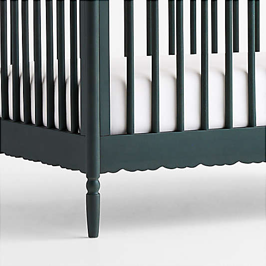 Beatrix Dyed Balsam Green Wood Convertible Baby Crib witih Toddler Bed Rail