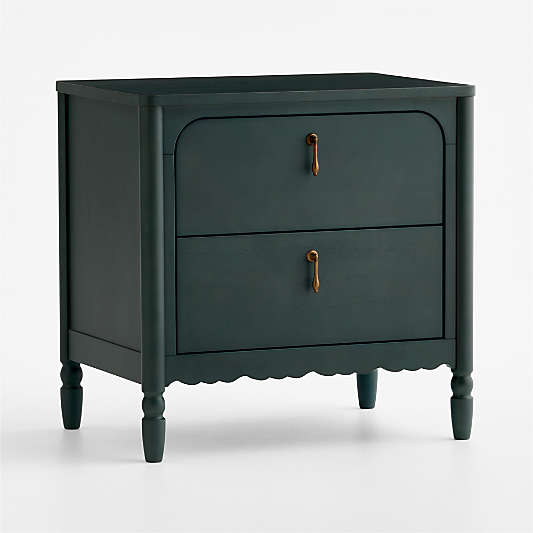 Beatrix Dyed Balsam Green Wood 2-Drawer Kids Nightstand