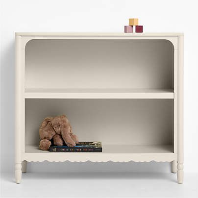 Beatrix Linen Wood 2-Shelf Short Kids Bookcase