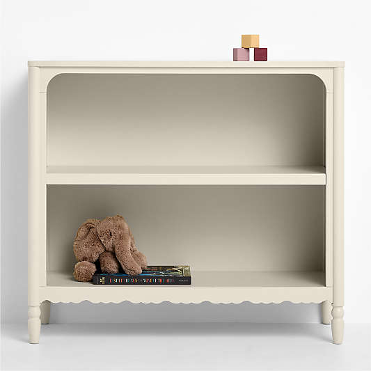 Beatrix Linen Wood 2-Shelf Short Kids Bookcase