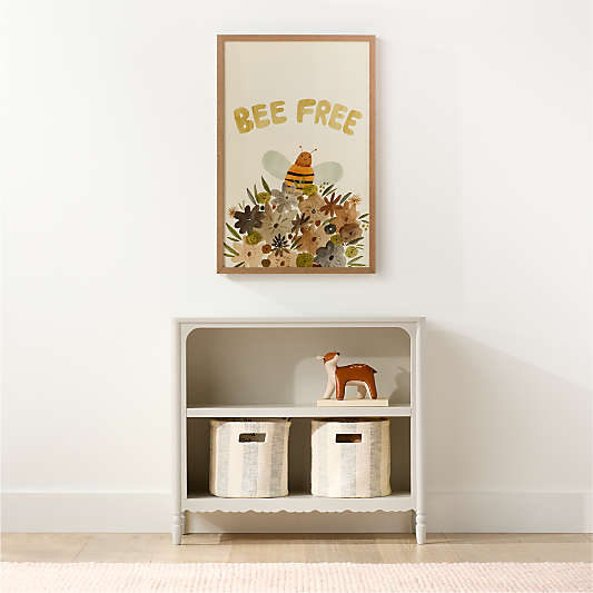 Beatrix Linen Wood 2-Shelf Short Kids Bookcase