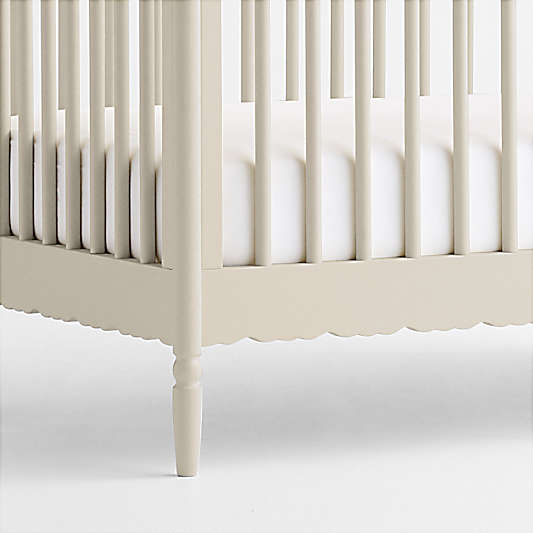 Beatrix Linen Wood Convertible Baby Crib with Toddler Bed Rail