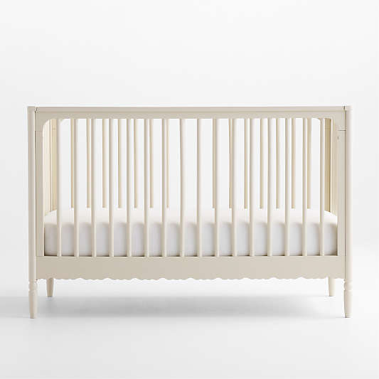 Beatrix Linen Wood Convertible Baby Crib with Toddler Bed Rail