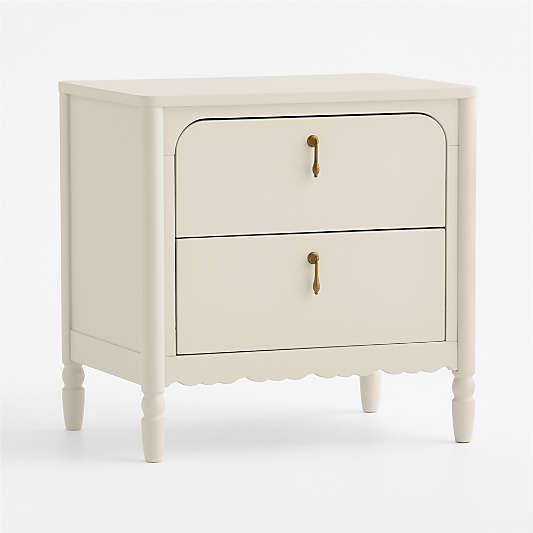 Beatrix Linen Wood Kids Nightstand with 2-Drawer