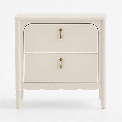 Beatrix Linen Wood 2-Drawer Kids Nightstand