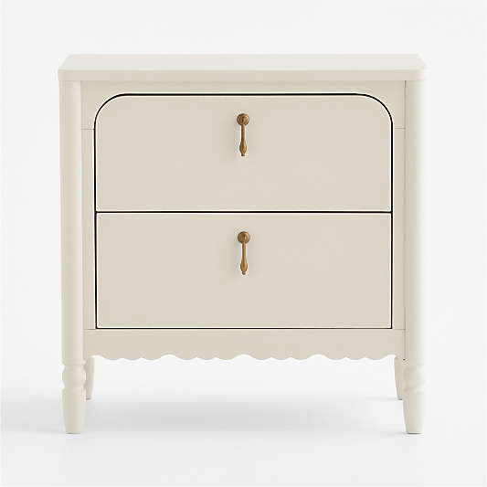 Beatrix Linen Wood 2-Drawer Kids Nightstand