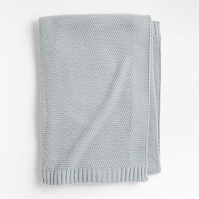 Bubble Knit Mist Blue Kids Bed Blanket