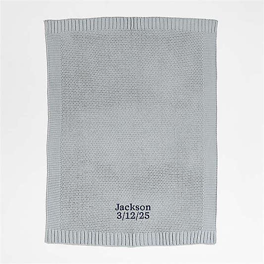 Bubble Knit Mist Blue Recycled Baby Stroller Blanket