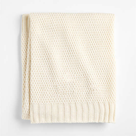 Bubble Knit Arctic Ivory 100% Organic Cotton Baby Stroller Blanket