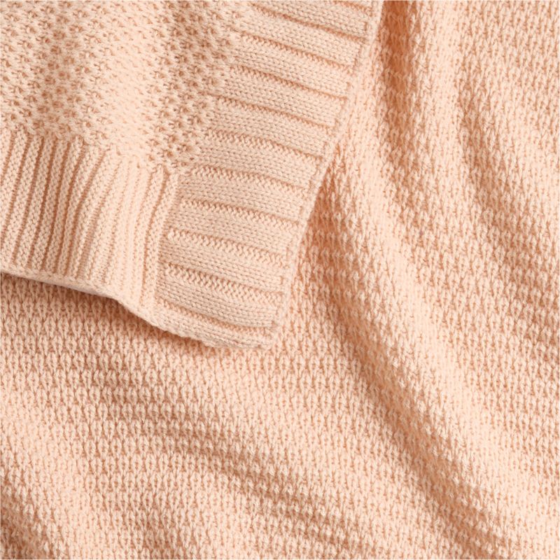 Bubble Knit Elegant Pink 100% Organic Cotton Baby Stroller Blanket - image 4 of 5