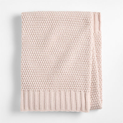View Bubble Knit Lilac Rose 100% Organic Cotton Baby Stroller Blanket details