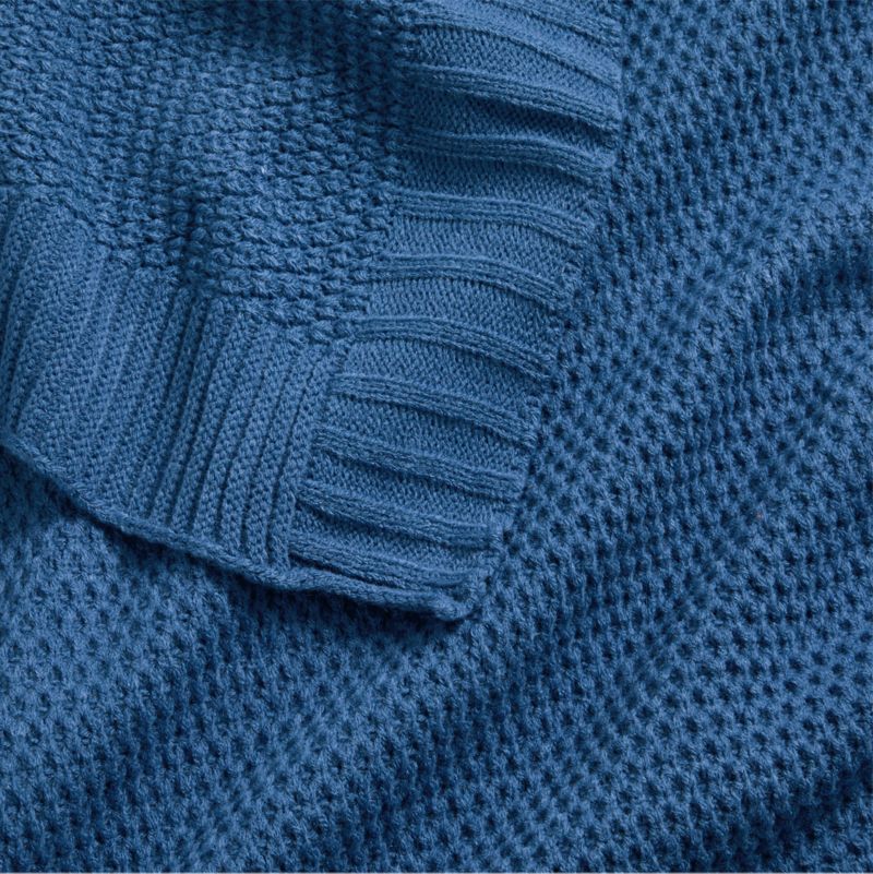 Bubble Knit Light Navy Blue Baby Stroller Blanket - image 3 of 5