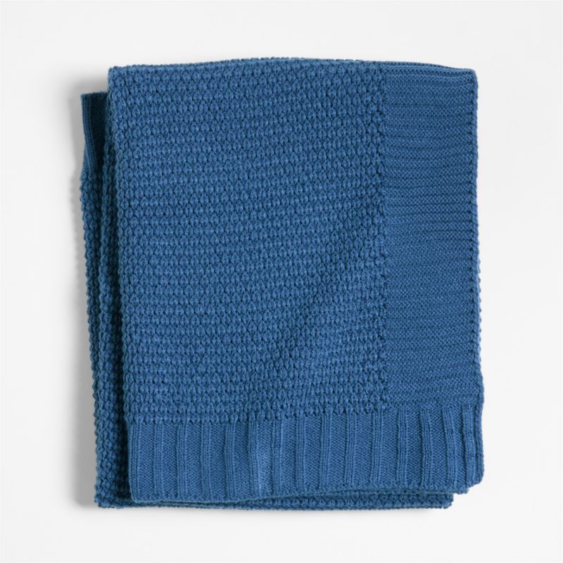 Bubble Knit Light Navy Blue Baby Stroller Blanket - image 0 of 5