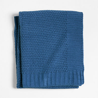 View Bubble Knit Light Navy Blue Recycled Baby Stroller Blanket details