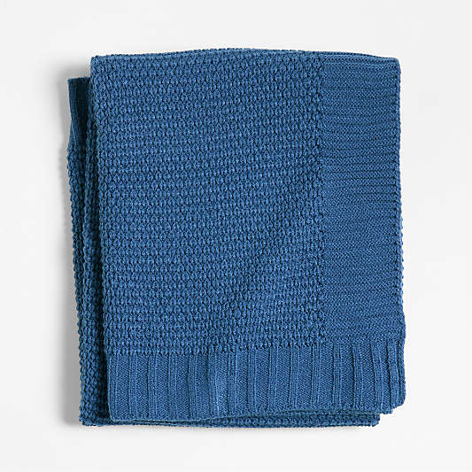 Bubble Knit Light Navy Blue Recycled Baby Stroller Blanket