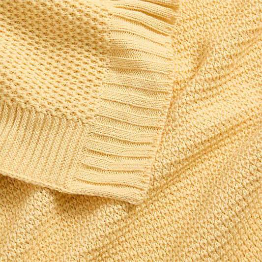 Bubble Knit Straw Yellow Baby Stroller Blanket