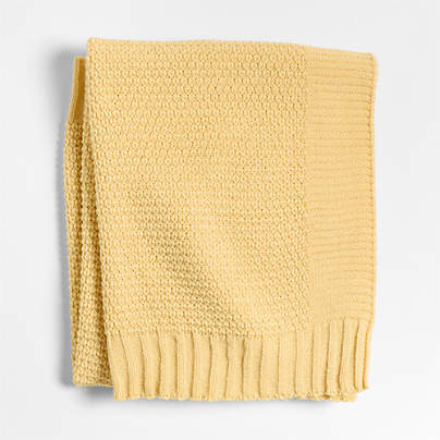 Bubble Knit Straw Yellow Recycled Baby Stroller Blanket