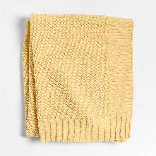 Bubble Knit Straw Yellow Baby Stroller Blanket