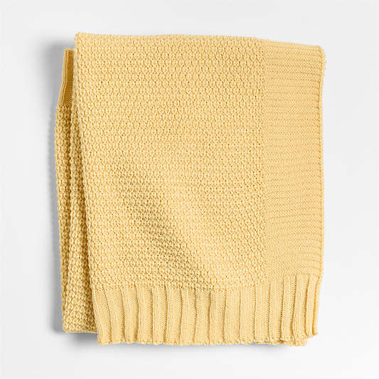 Bubble Knit Straw Yellow Recycled Baby Stroller Blanket