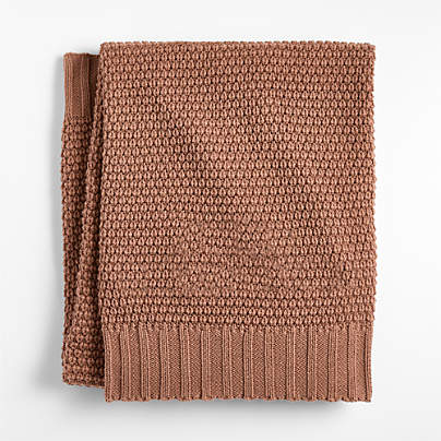 Bubble Knit Natural Brown 100% Organic Cotton Baby Stroller Blanket