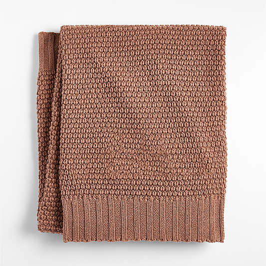 Bubble Knit Natural Brown 100% Organic Cotton Baby Stroller Blanket
