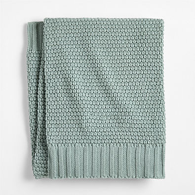 View Bubble Knit Verte Green 100% Organic Cotton Baby Stroller Blanket details