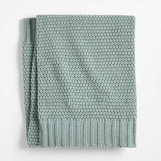 Bubble Knit Verte Green 100% Organic Cotton Baby Stroller Blanket