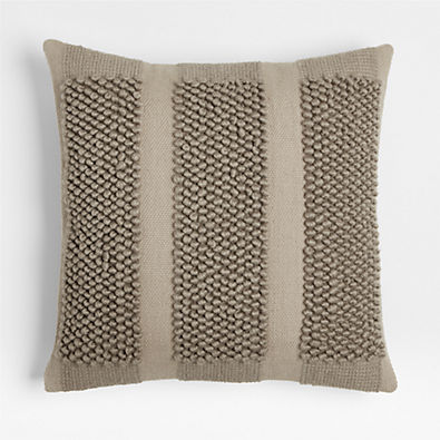 View Bubble Handwoven Wool 23"x23" Striped Taupe Throw Pillow with Down-Alternative Insert details