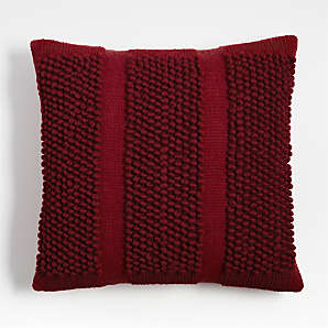 WAFFLE-KNIT CUSHION COVER - Light red