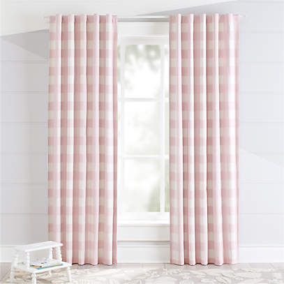 Pink Buffalo Check Blackout Curtains, Soft Pink Blackout Curtains