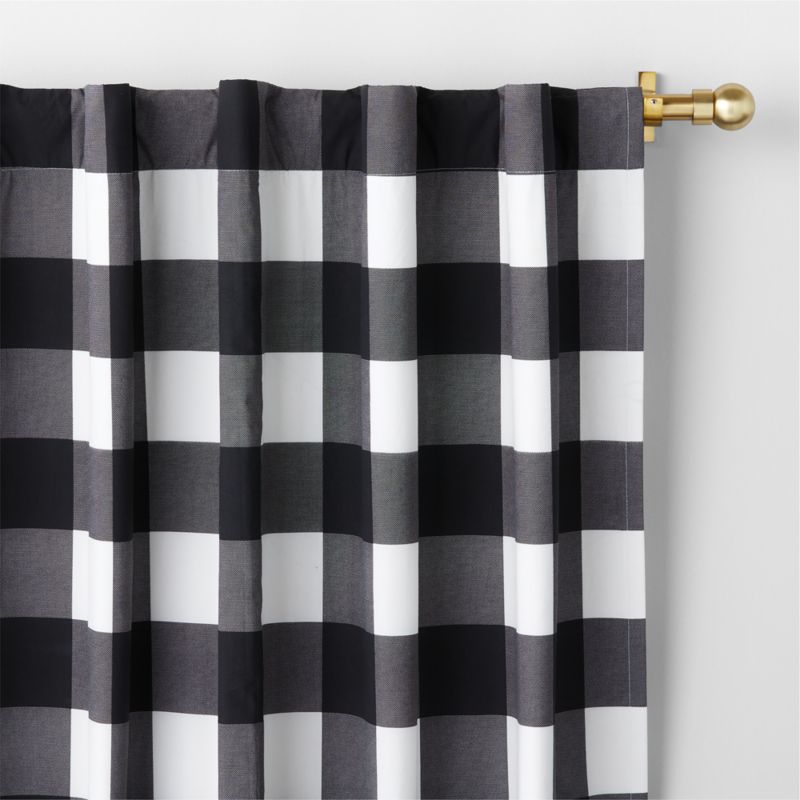 Black Buffalo Check Cotton Blackout Window Curtain Panel 44"x63"