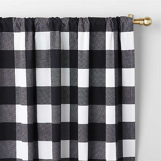 Black Buffalo Check Cotton Blackout Window Curtain Panel 44"x63"