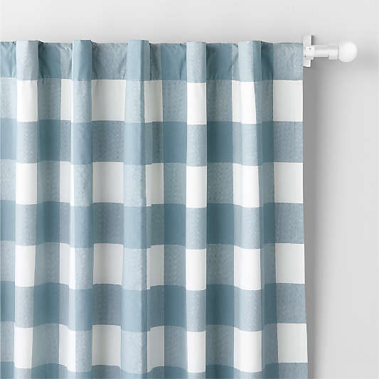 Blue Buffalo Check Cotton Blackout Window Curtain Panel 44"x96"