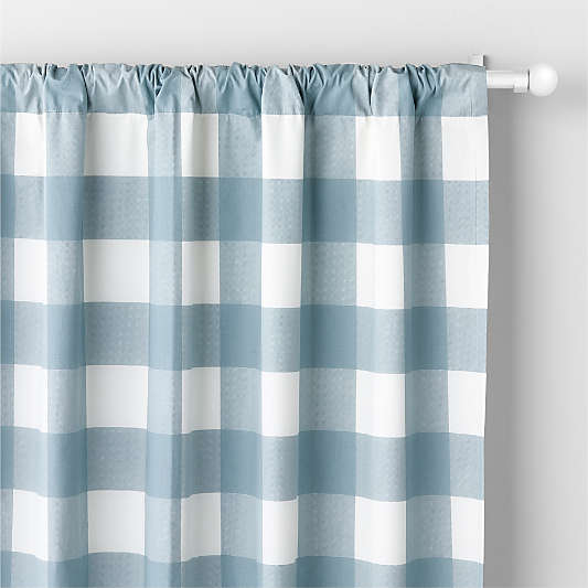 Blue Buffalo Check Cotton Blackout Window Curtain Panel 44"x63"