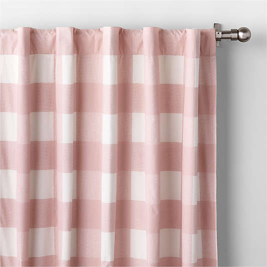 Pink Buffalo Check Cotton Blackout Window Curtain Panel 44"x96"