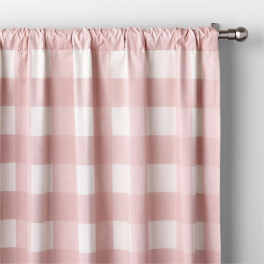 Pink Buffalo Check Organic Cotton Blackout Window Curtain Panel 44"x96"