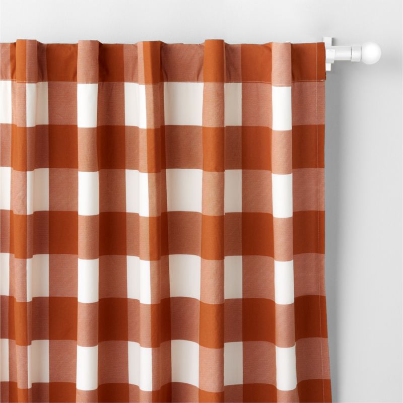 Terracotta Buffalo Check Cotton Blackout Window Curtain Panel 44"x63"