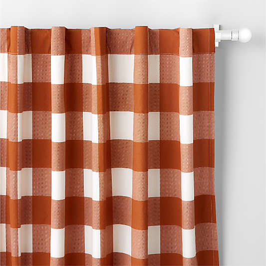 Terracotta Buffalo Check Cotton Blackout Window Curtain Panel 44"x84"