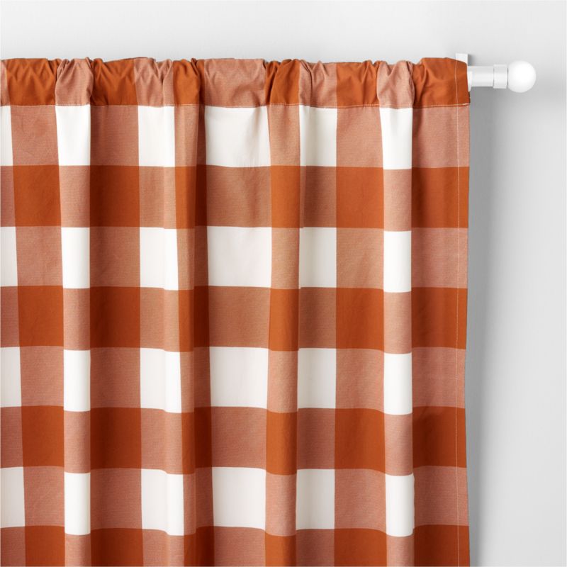 Terracotta Buffalo Check Cotton Blackout Window Curtain Panel 44"x63"