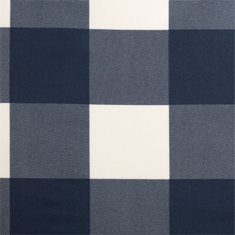 Navy Buffalo Check Cotton Blackout Window Curtain Panel 44"x63"