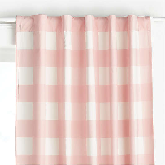 Pink Buffalo Check Cotton Blackout Window Curtain Panel 44"x96"