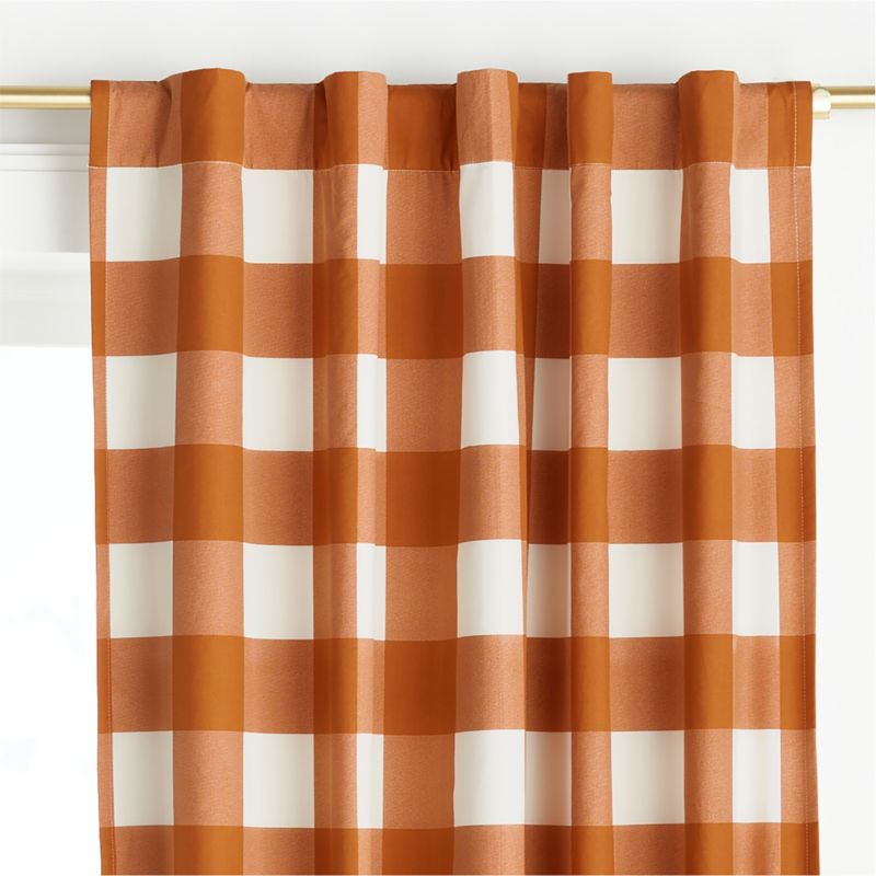 Terracotta Buffalo Check Cotton Blackout Window Curtain Panel 44"x63"