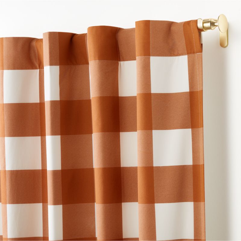 Terracotta Buffalo Check Cotton Blackout Window Curtain Panel 44"x63"