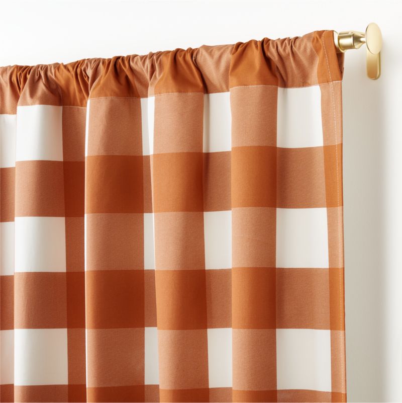 Terracotta Buffalo Check Cotton Blackout Window Curtain Panel 44"x63"